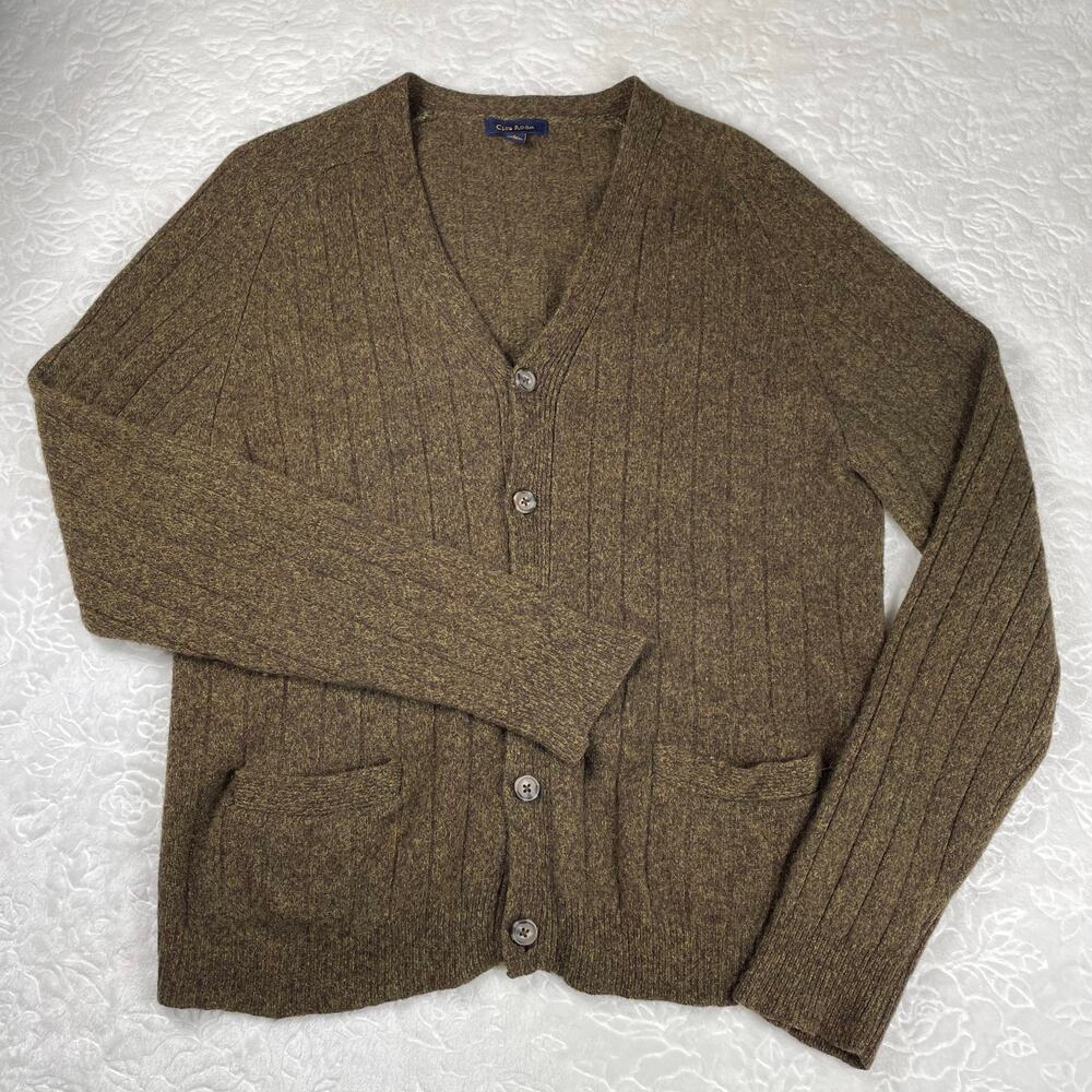 🔥Club Room 100% Wool Green Shaggy Mens Sweater Kurt Cobain Grunge Grandpa L